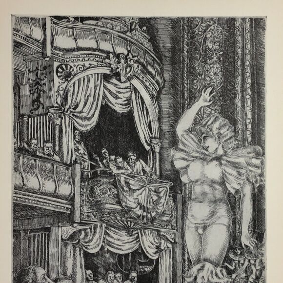 Reginald Marsh "Star Burlesque" 1930s Art Print New York Sketch Vtg - Picture 4 of 13